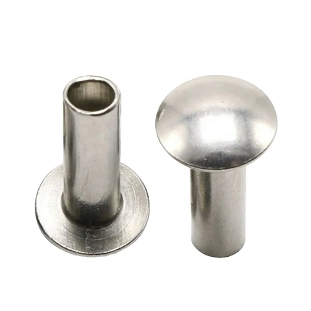 2mm to 8mm Flat Pan Head Aluminum Stainless Steel Hollow Semi Tubular Rivets Metal Material Various Sizes Available