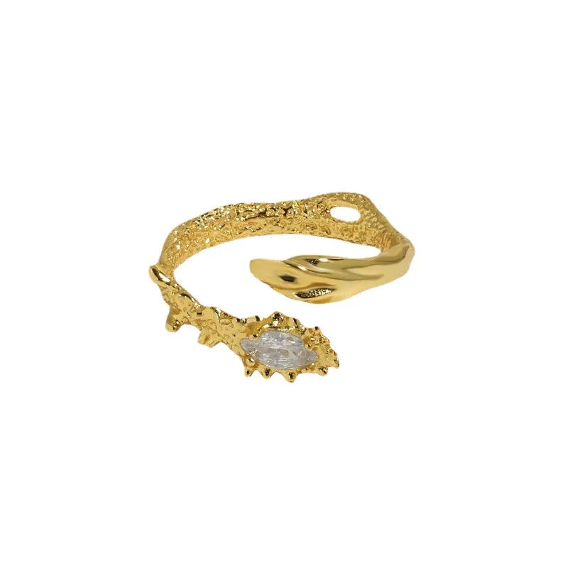 Trendy Jewelry Snake Style  18K Gold Plated S925 Sterling Silver Open Adjustable Rings for Women
