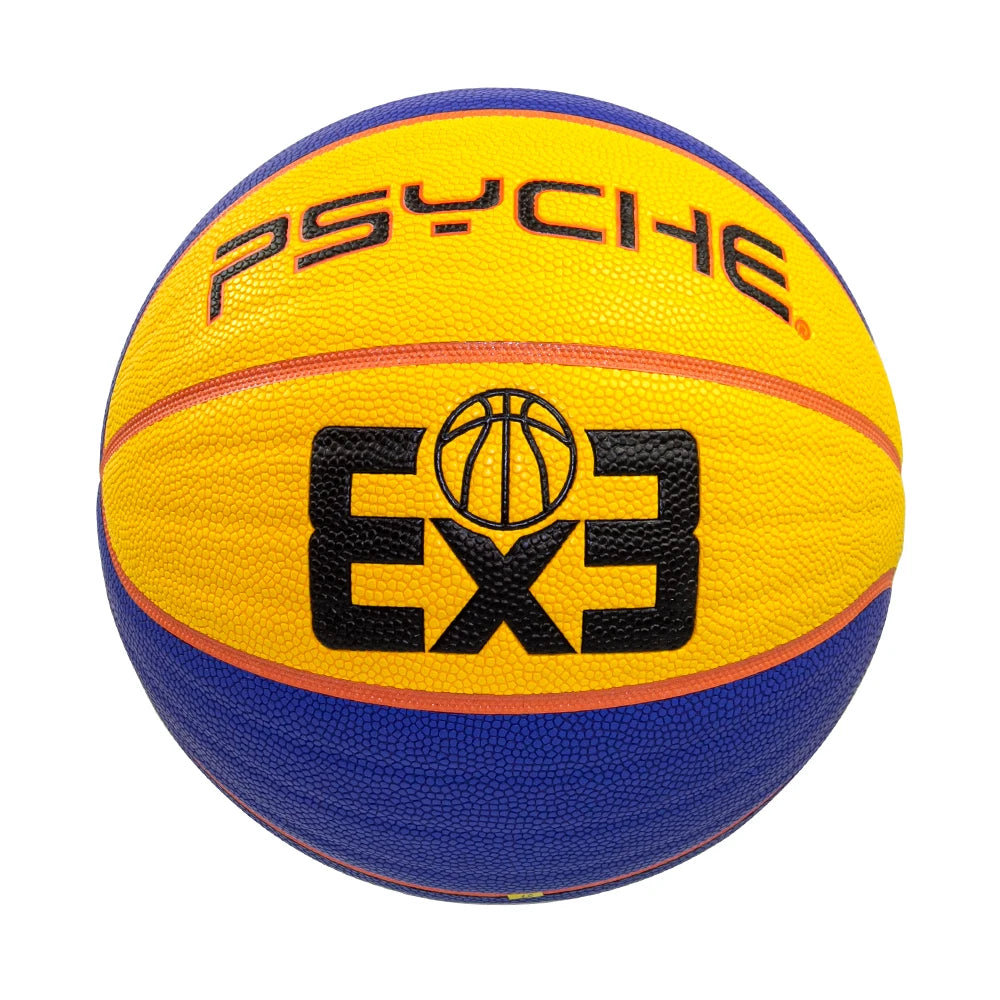 PSYCHE Official 3x3 Street Basketball Size 6 - Wave Panel Pebble Channel Leather Ball for Half-Court Game