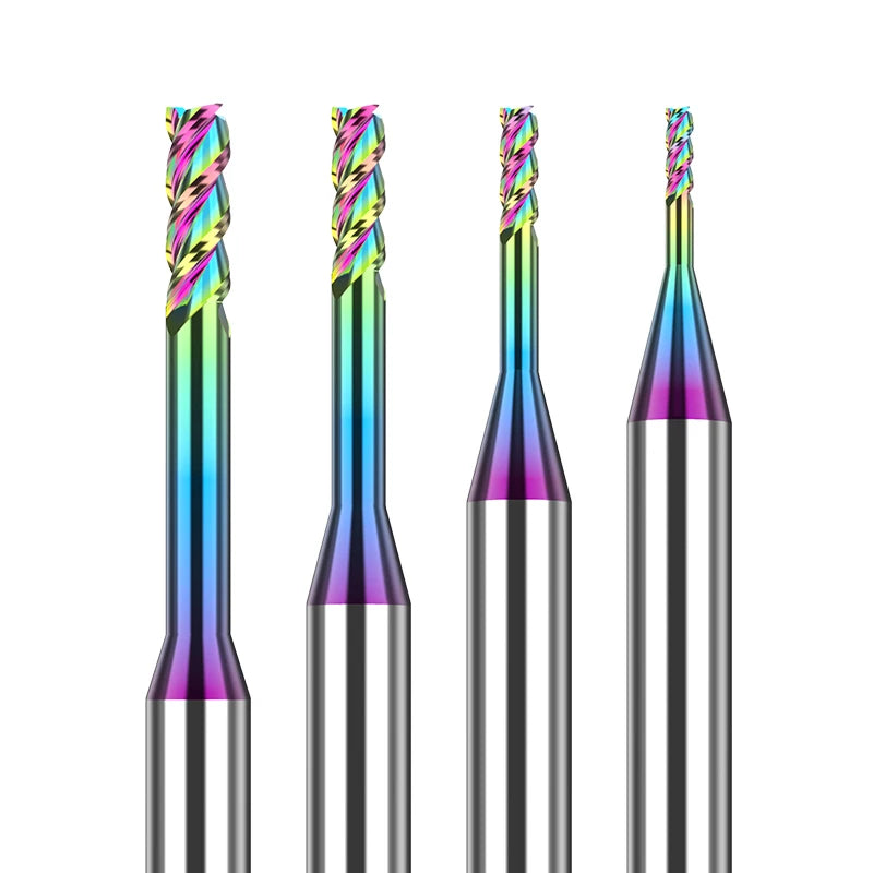 HUHAO Colorful Tungsten/Aluminum Milling Cutter DCL Coated CNC Small Neck End Mill Cutter for Stainless Steel 309052301