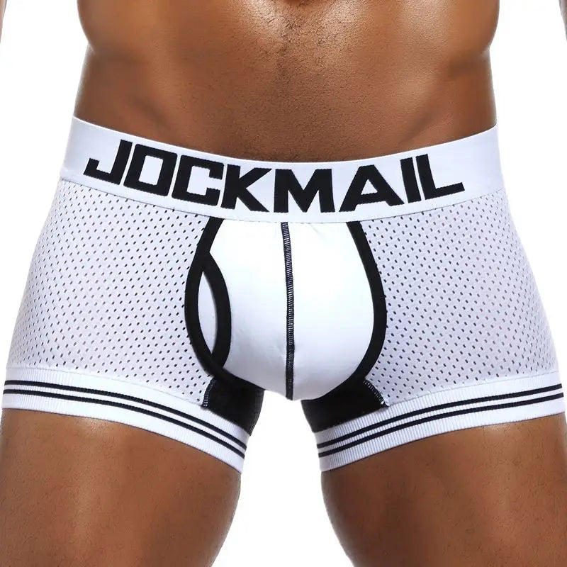 For Brand Classic Fashion Men's Underwear Knitted Breathable Boxer Briefs Low-Rise Plus Size Swim Trunks