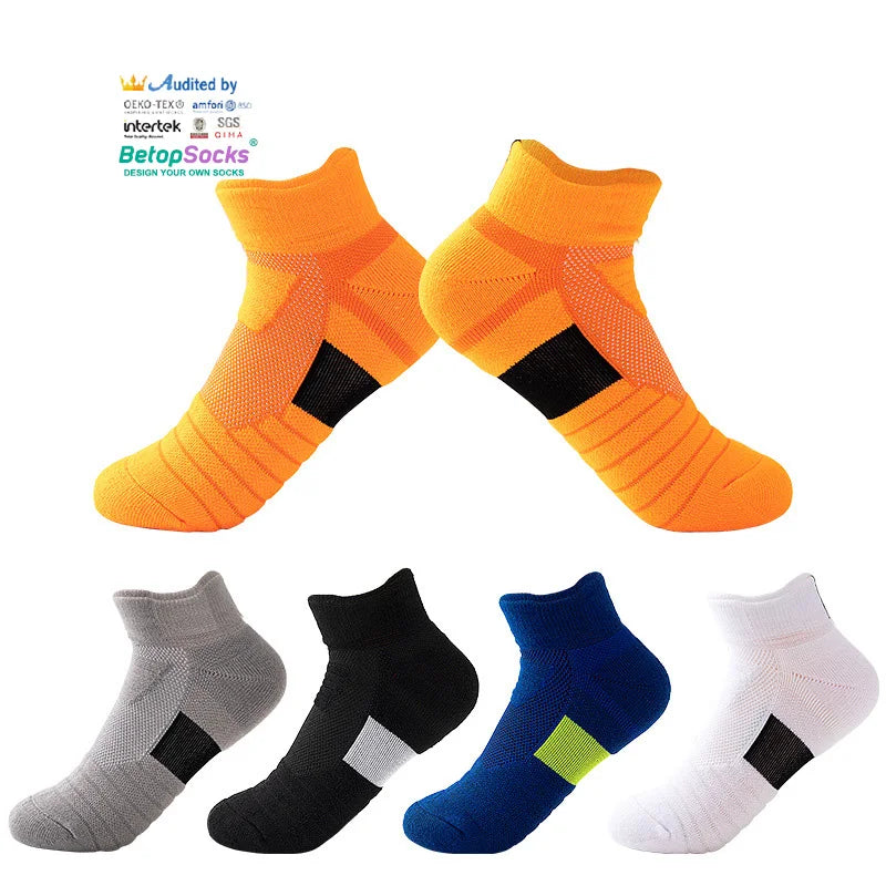 China Factory Wholesale Men's Sporty Tube Ankle Socks Colorful Scrunched Solid Plain Print Pattern Sweat Features Spring Seas