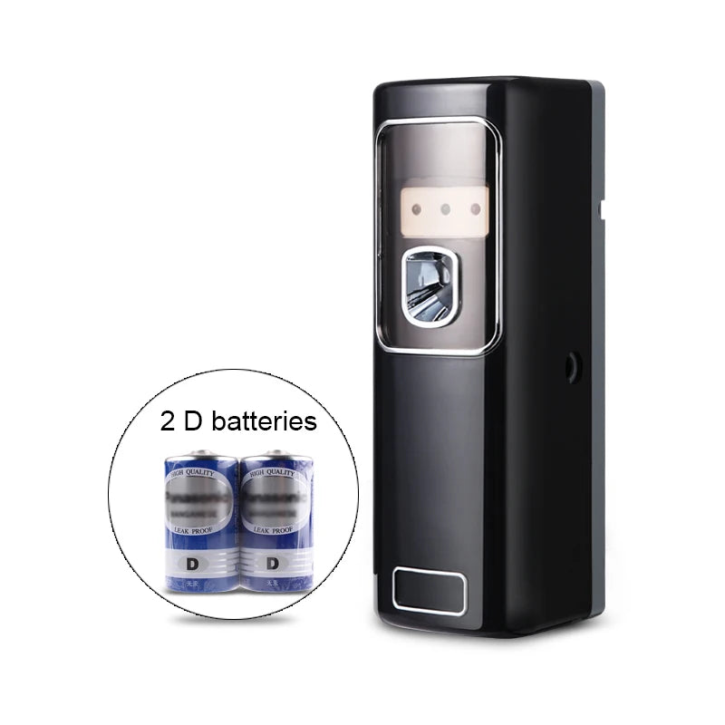 Yuekun Black Automatic Air Freshener Dispenser D Battery Spray Type Plastic Perfume Fragrance Machine for Hotels