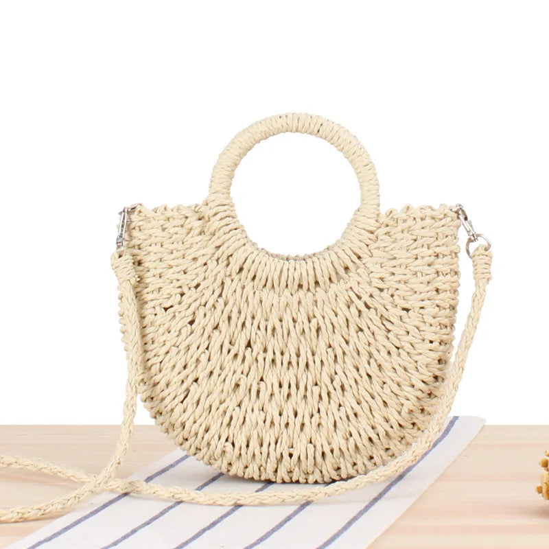 2026 Hot Sale Lady Style Paper Straw Beach Bag Small Size Portable Shoulder Pouch with String Closure for Summer Autumn Sprin