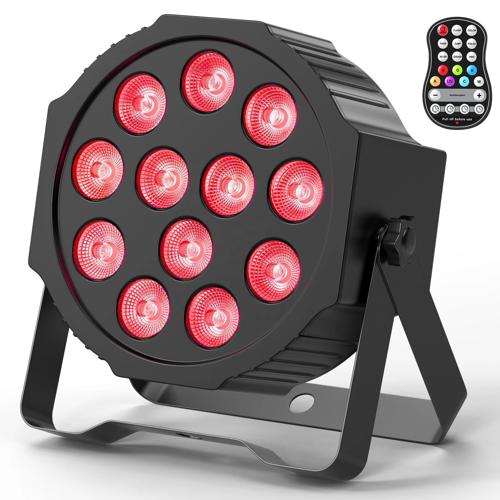 12PCS RGBW 4 in 1 LED Built-in Battery Par Strobe Light Color Mixing Stage Lighting with Remote Control Par Lights
