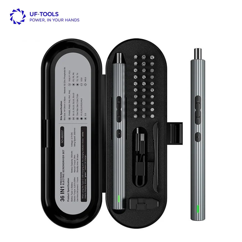 36-in-1 3.7V Mini Pen-Shaped Cordless Electric Rechargeable Screwdriver LED Light Industrial Grade DIY 0.35N.m Max Torque