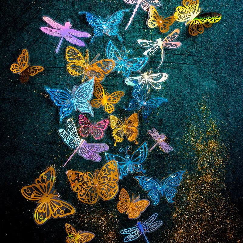 30 Pieces/Pack Pet Stickers Butterfly Dancing Creative Gilding Butterfly DIY Journal Material Stickers 6 Models