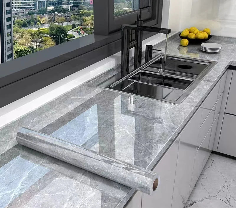 UDK PVC 60cm Kitchen Marble Cover Tile Lampblack Sticker Waterproof and Oil Stain Proof  Wall Sticker for Kitchen Decor