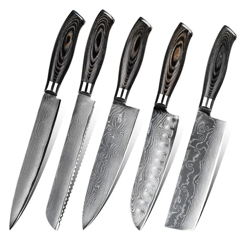 Wholesale Hot Sales 8pcs Knife Set Damascus Knife Blanks with Pakkawood Handle
