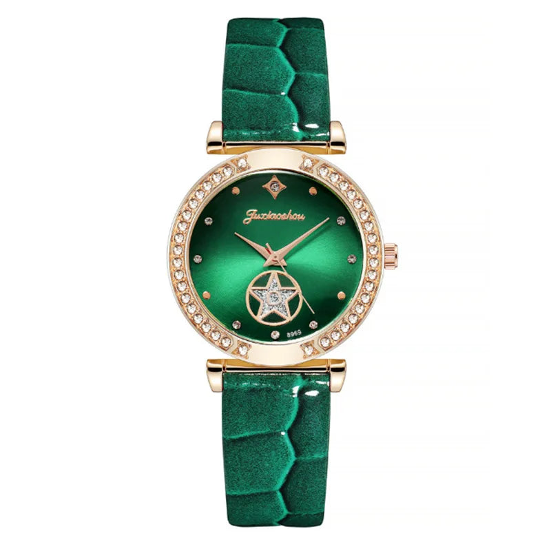 2024 New Women's Watch Fashion Luxury Ladies Clock PU Leather Quartz Lady Watches
