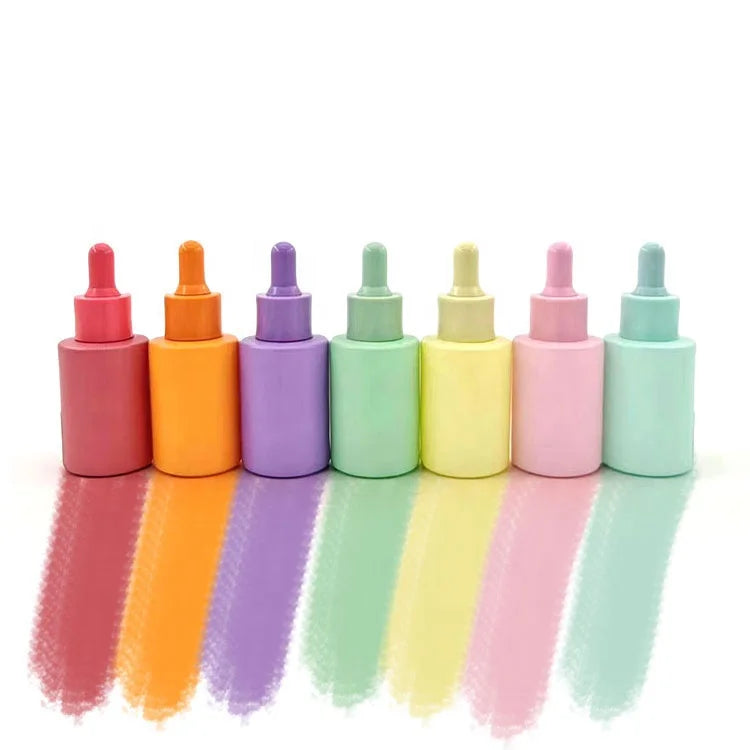Luxury 60ml High Quality Oil Serum Glass Bottle Multicolored Flat Shoulder Perfume Custom Dropper Container