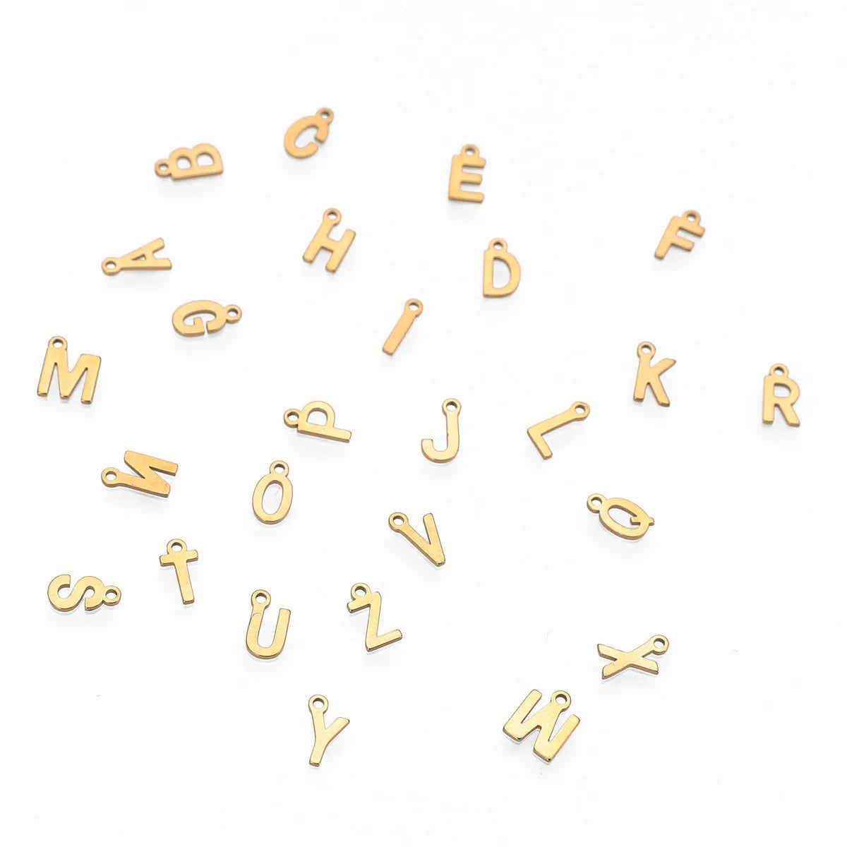 5 Pcs/lot 8 mm Gold 26 Letters Stainless Steel Initial Charm  DIY Jewelry Making Charms Accessories