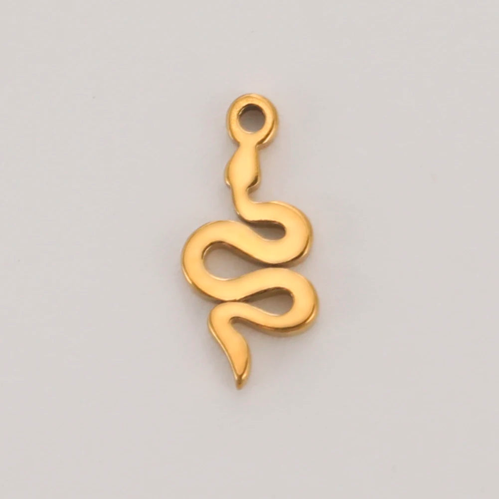 Tiny Snake Charms for Bracelets Stainless Steel Charm DIY Pendant Necklace Jewelry Making Accessories Trendy