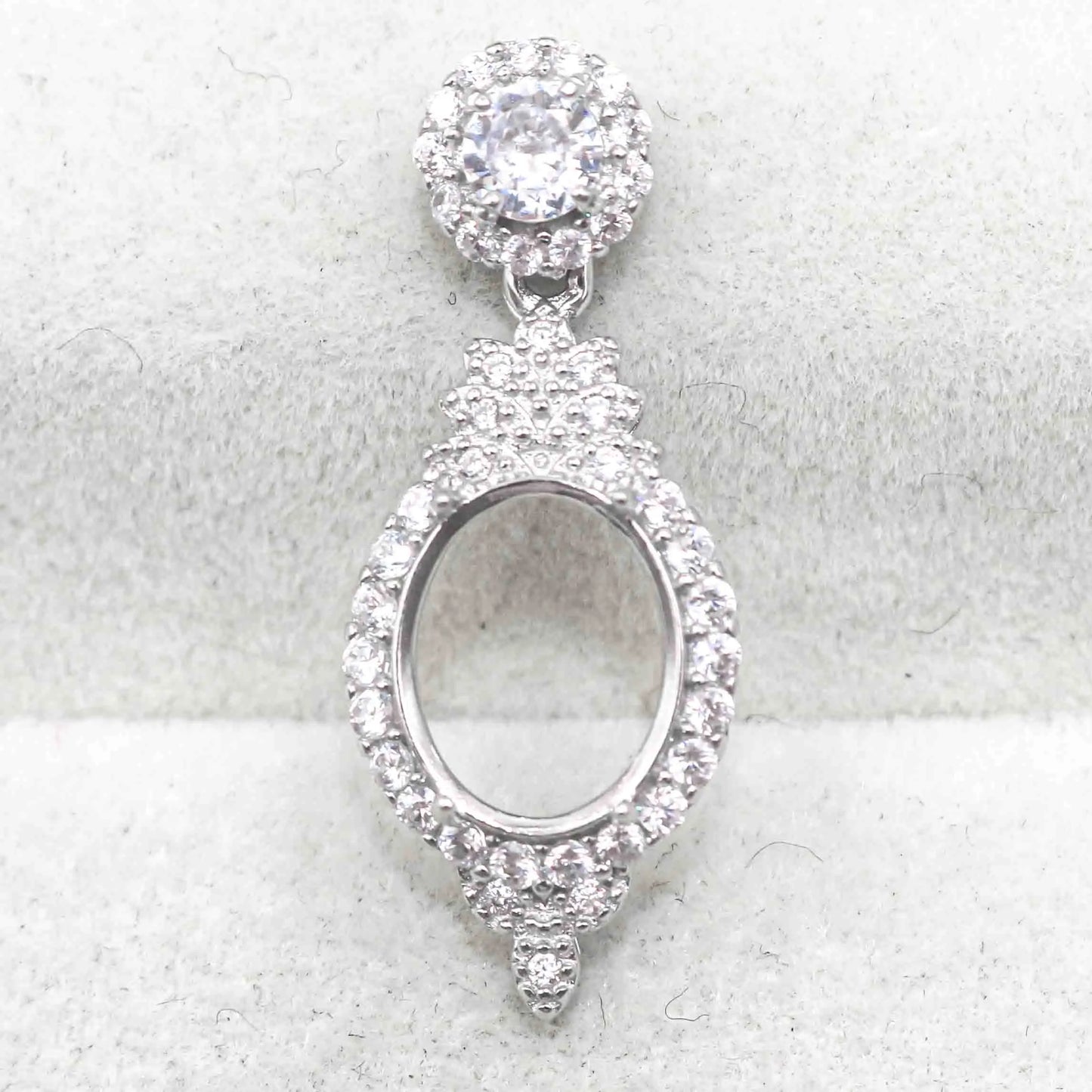 Sterling Silver 8*10mm Semi Mount Pendant Empty Frame Blank Support Setting S925 Base Holder Without Center Stone for DIY Inl