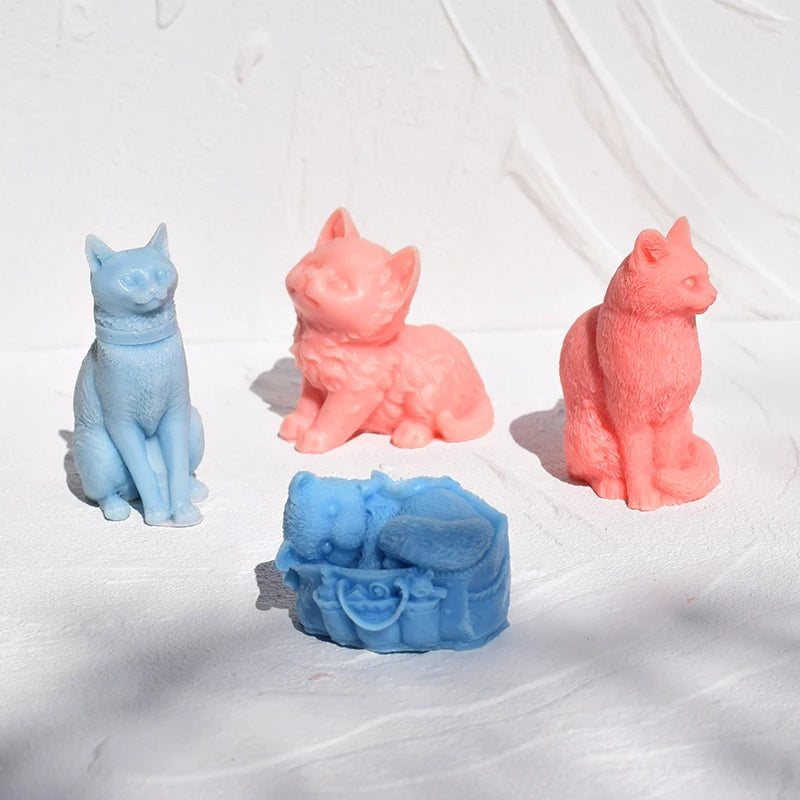 Big Eyes Tail Cat Candle Soap Silicone Molds 3D Animal Cake Chocolate Silicone Baking Mold