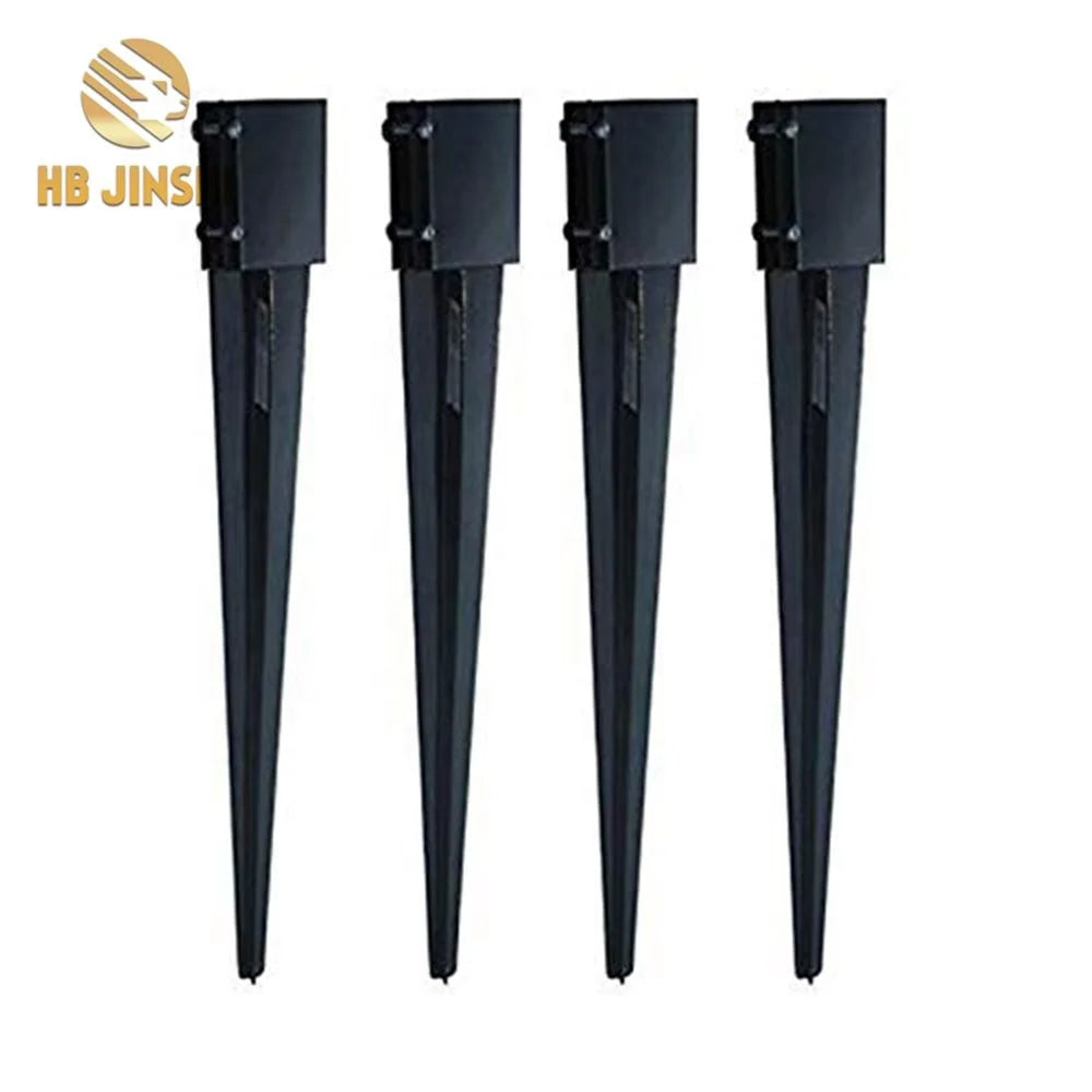 Black Powder Coated Metal Fence Post Anchor Metal Ground Spike Post Support Base