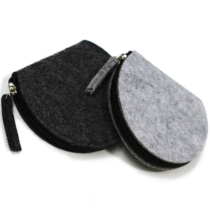 Wholesale Luxury Mini Zippered Coin Purse Black Felt Key Chain Pouch Accessories Case Unisex Plain Character Letter Bag Clips