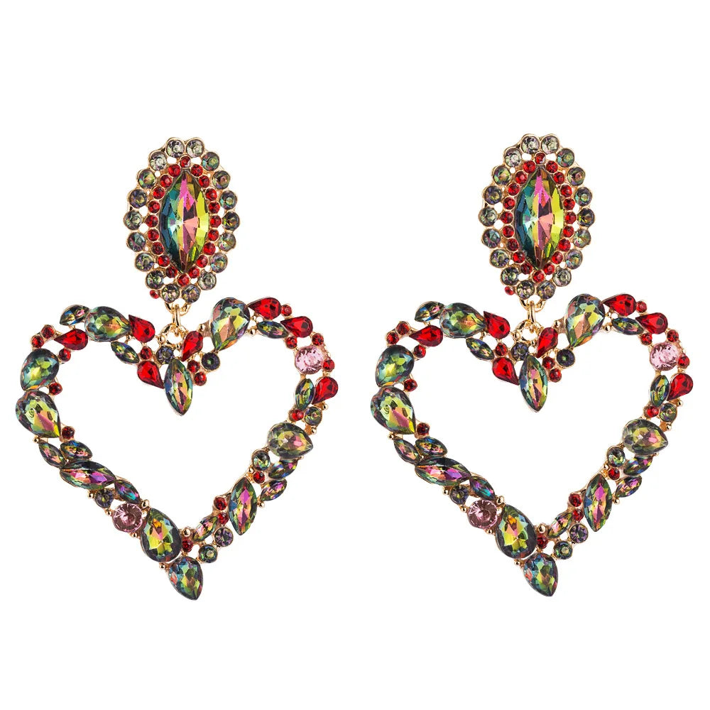 Bulk Wholesale Earrings Vintage Colored Diamond Earrings Gold Heart Alloy Earrings Fine  Jewelry