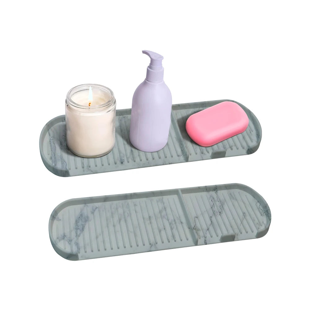 New Bathtub Tray Home Decoration Silicone Vanity Tray for Bathroom Shower Soap Tray Dish Storage Soap Holder