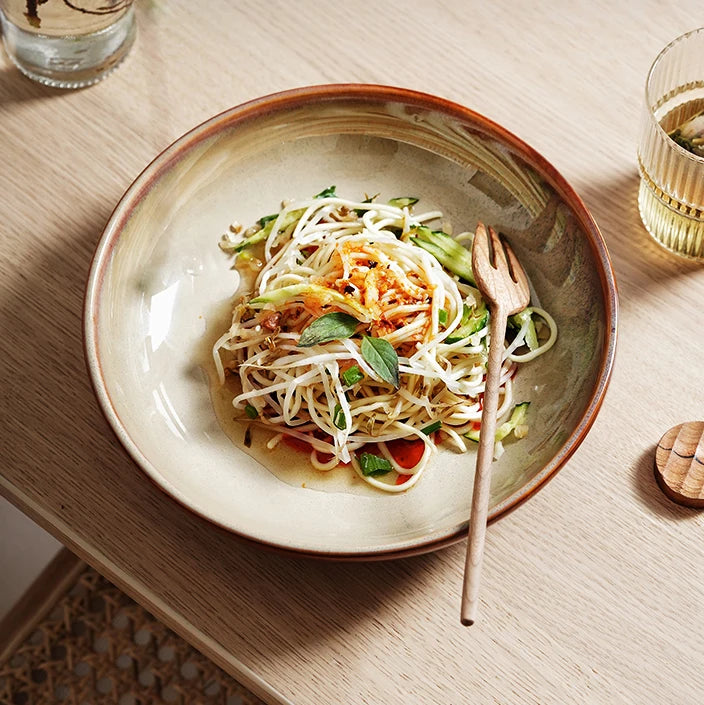 Ceramic Soup & Salad Serving Bowl Eco-friendly Glaze Smooth Fruit Bowl Porcelain Dishes for Home Restaurant Hotel Use Deep Pl