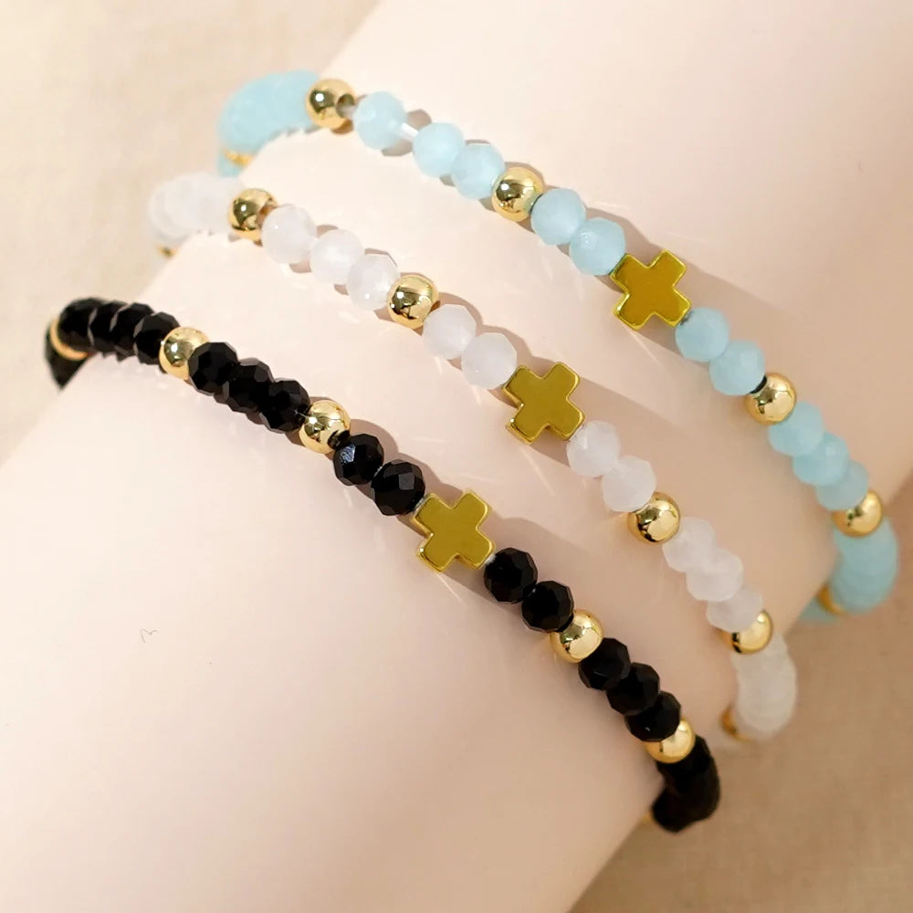 Go2boho Summer Trendy Boho Design Healing Cross String Colorful Lucky Delicate Crystal Beads Bracelets for Women