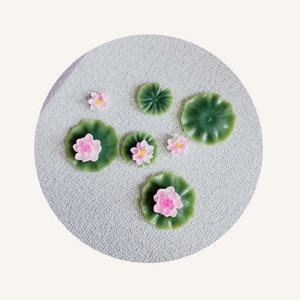 Resin Lotus Flower Leaf Set Terrarium Aquarium Figurines DIY Fairy Garden Fish Bowl Landscape Miniature Home Decor