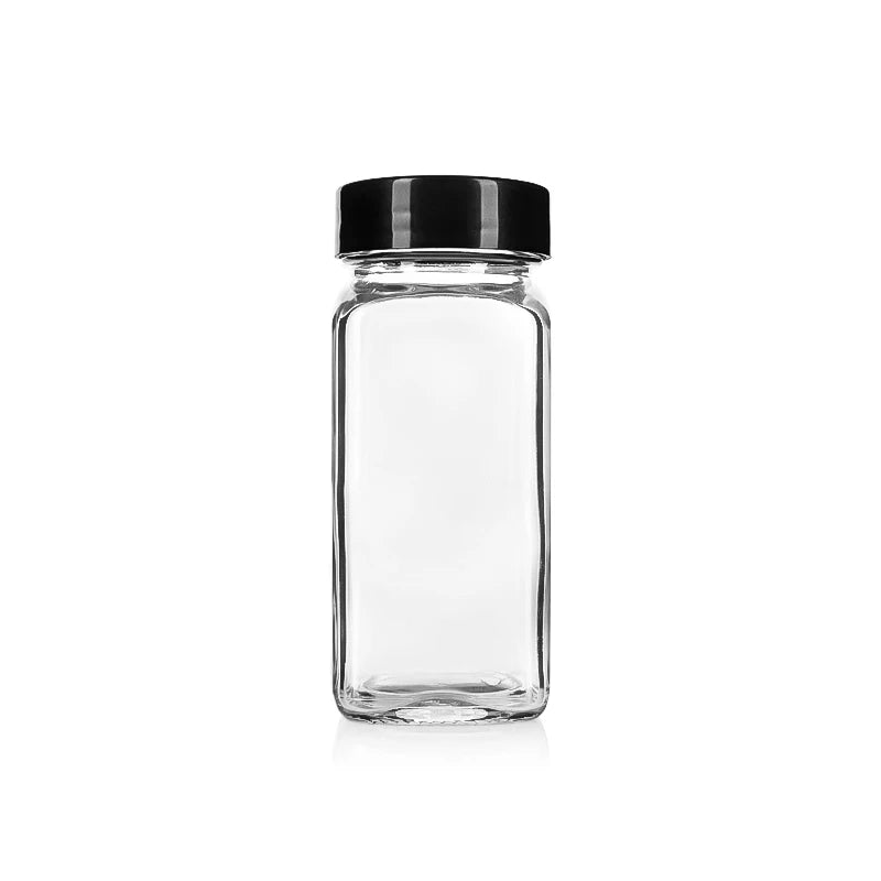 Wholesale Square Clear 100ml Seasoning Glass Shaker Bottle with Screw Cap