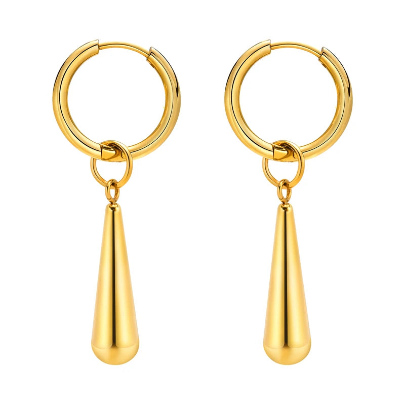 Wholesale Custom Stainless Steel Jewelry 18K Gold Plated Geometric Long Plain Stick Bar  Drop Earrings Minimalist Jewelry