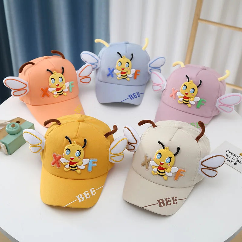 Cute Cartoon Little Bee  Leisure Sun Hats Trendy Boys Sunshade and Sunscreen Baseball Caps