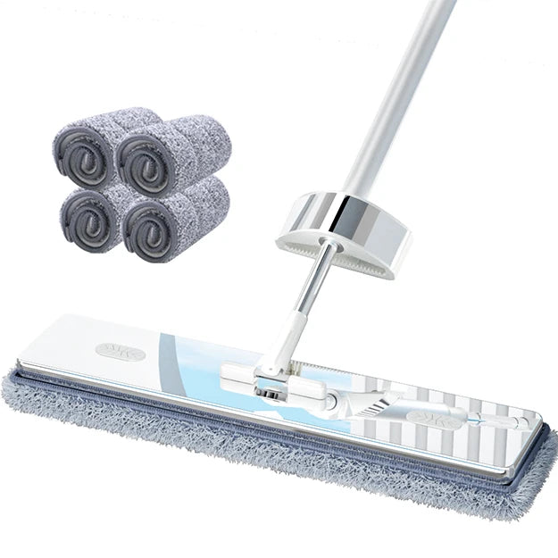 Flat Mop With Mop Cloth Rotating Floor Mop Long Handle Hands-free Wash Flat Mop Wet and Dry Floor Cleaning