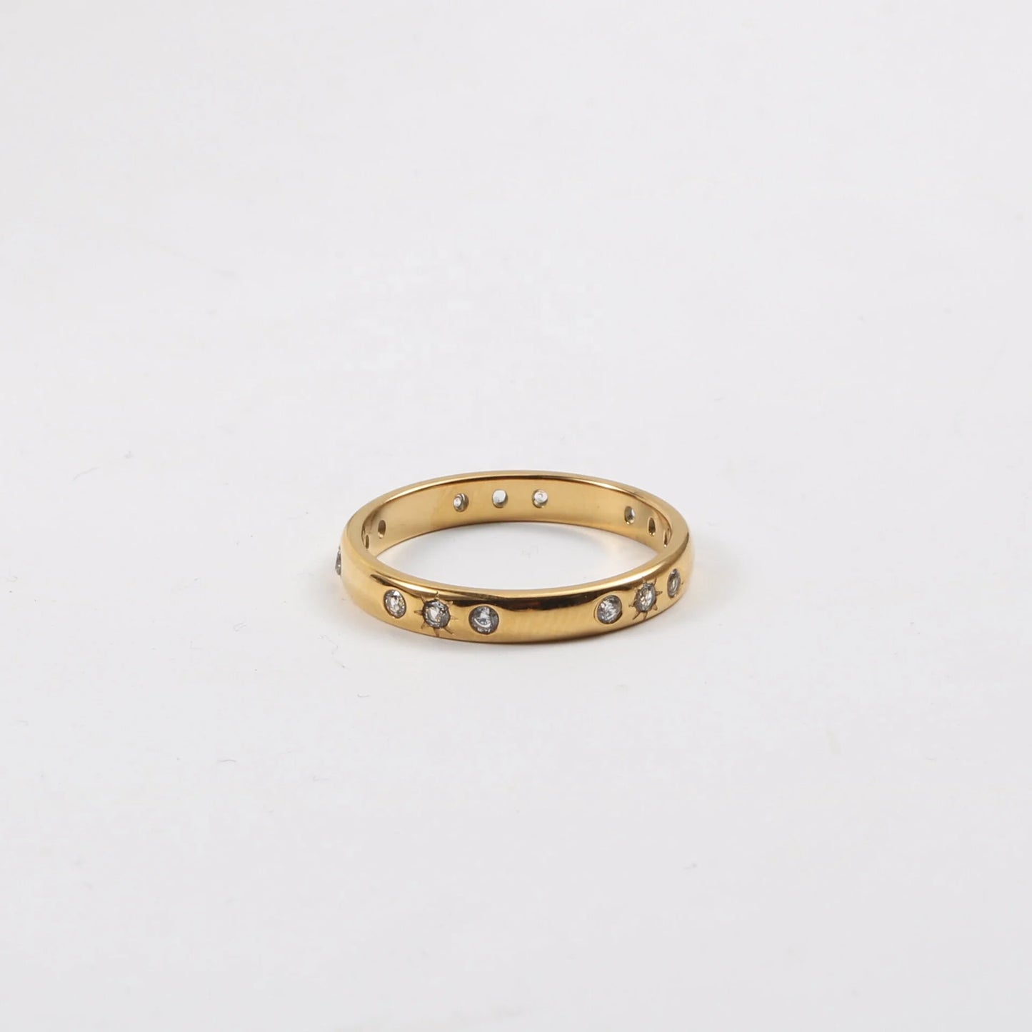 Women Non Tarnish Jewelry Zirconia Pave Stainless Steel Rings for Women Trendy Gold Jewelry
