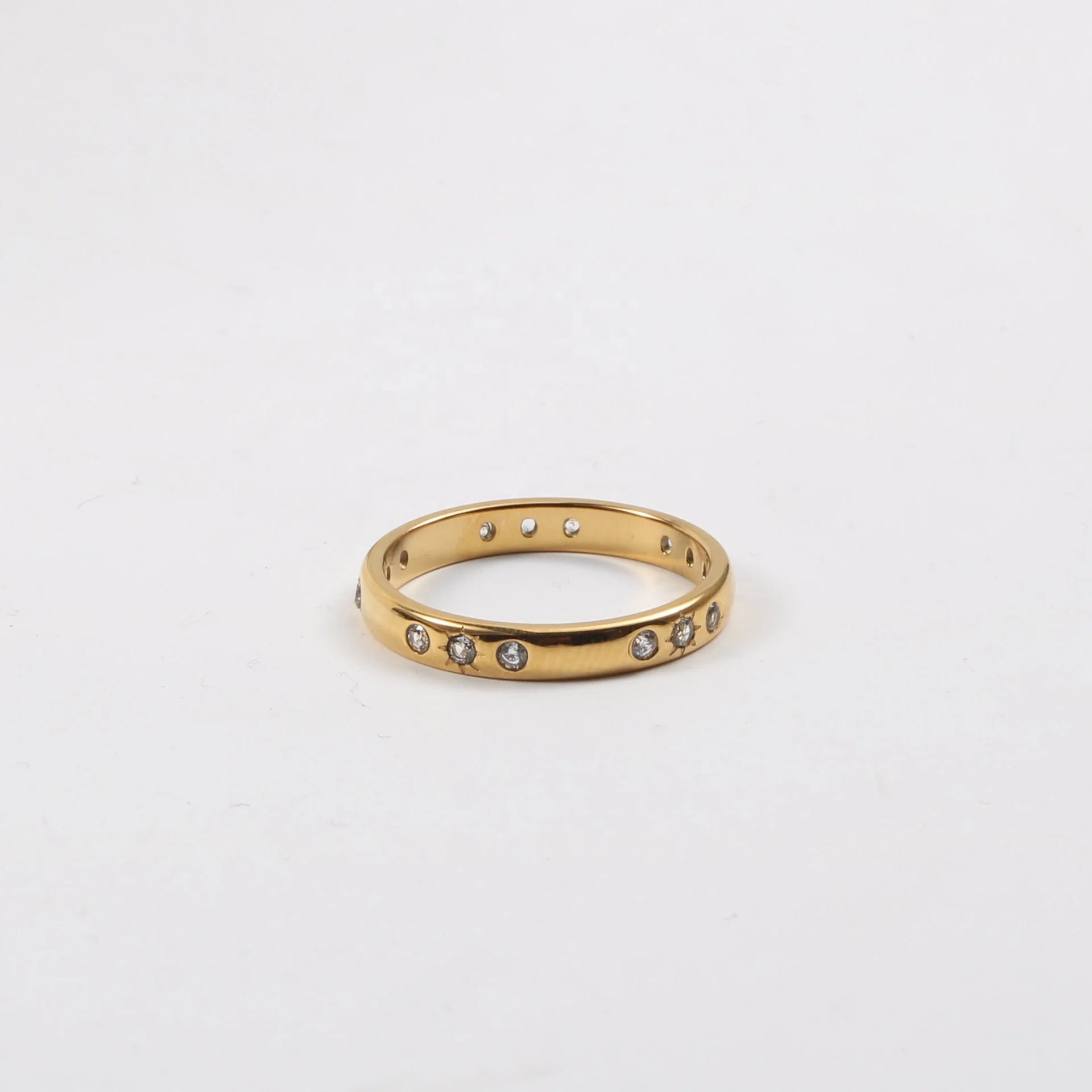 Women Non Tarnish Jewelry Zirconia Pave Stainless Steel Rings for Women Trendy Gold Jewelry