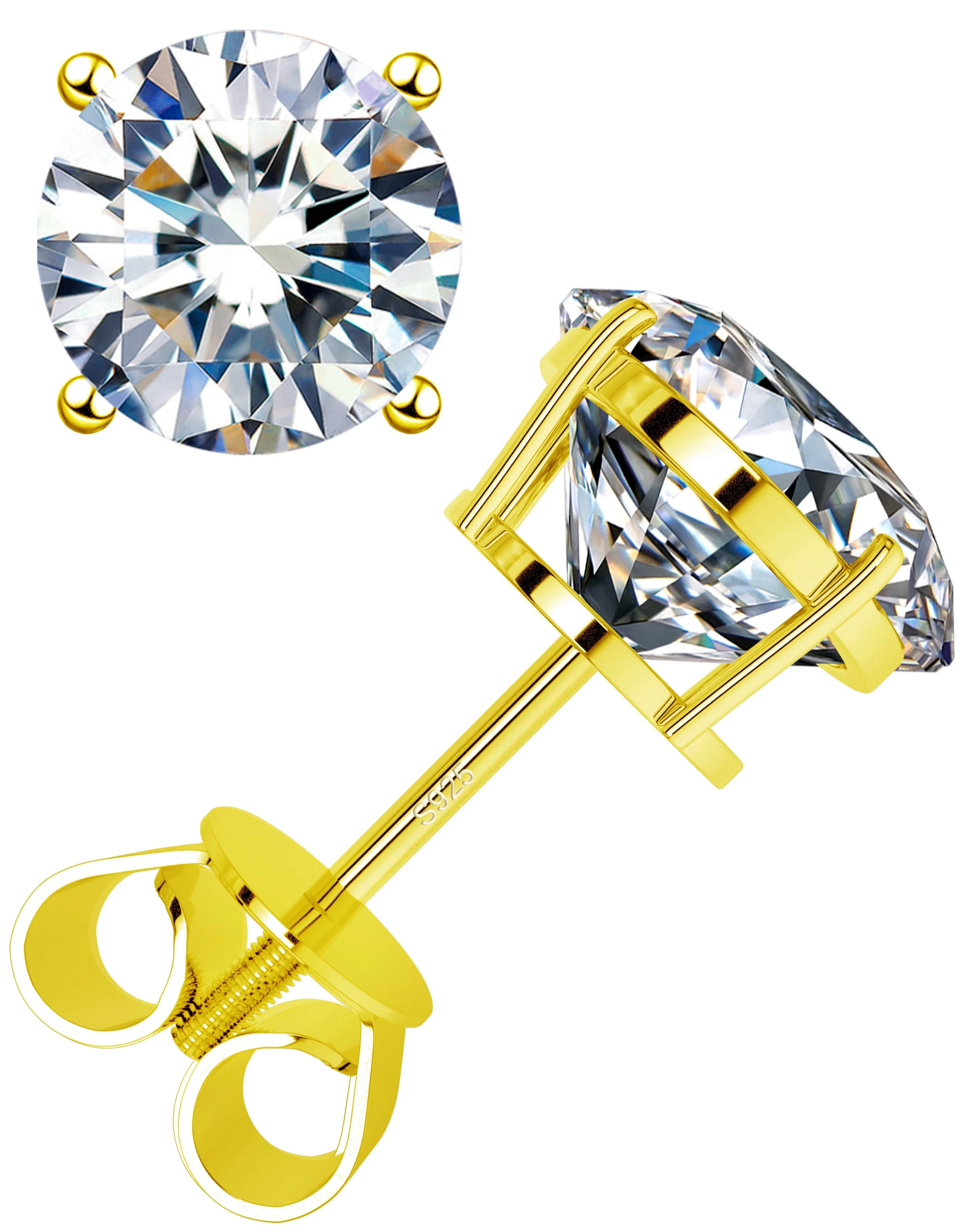 5mm 925 Sterling Silver Moissanite Ear Studs Hip Hop Women's Jewelry Accessories