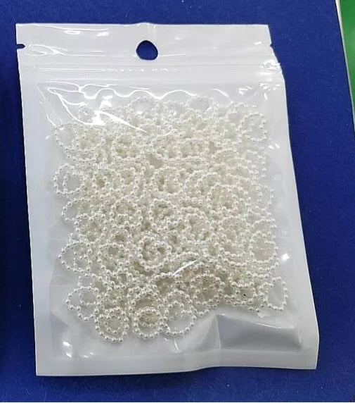 Snow White Hollow Heart Round Circle Pearl Flatbacks 10 Grams Bag for DIY Craft Supplies
