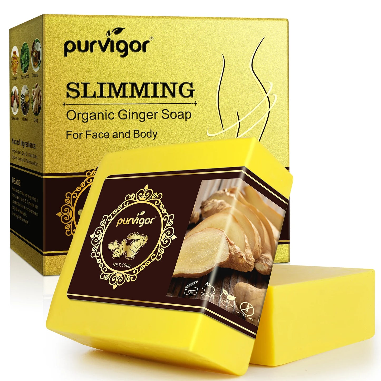 PURVIGOR Private Label Body Detoxification Promote Blood Circulation Skin Care Wholesale Natural Soap Organicginger Soap