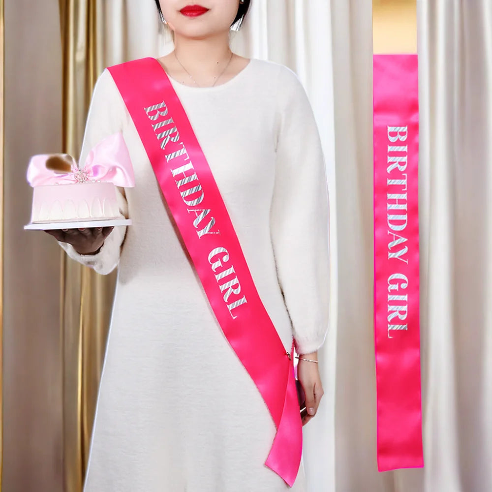 Custom Printed with logo Satin Sash Ribbon Gold Foil for Ladies Pageant Birthday Party