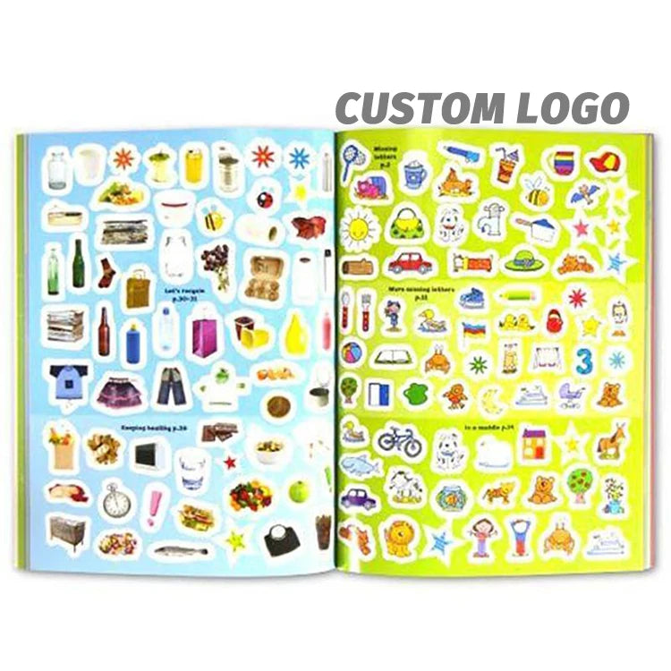 Custom High Quality Kids Release Paper Sticker Book Vintage Kawaii Cartoon Sticker Book for Kid Early Education