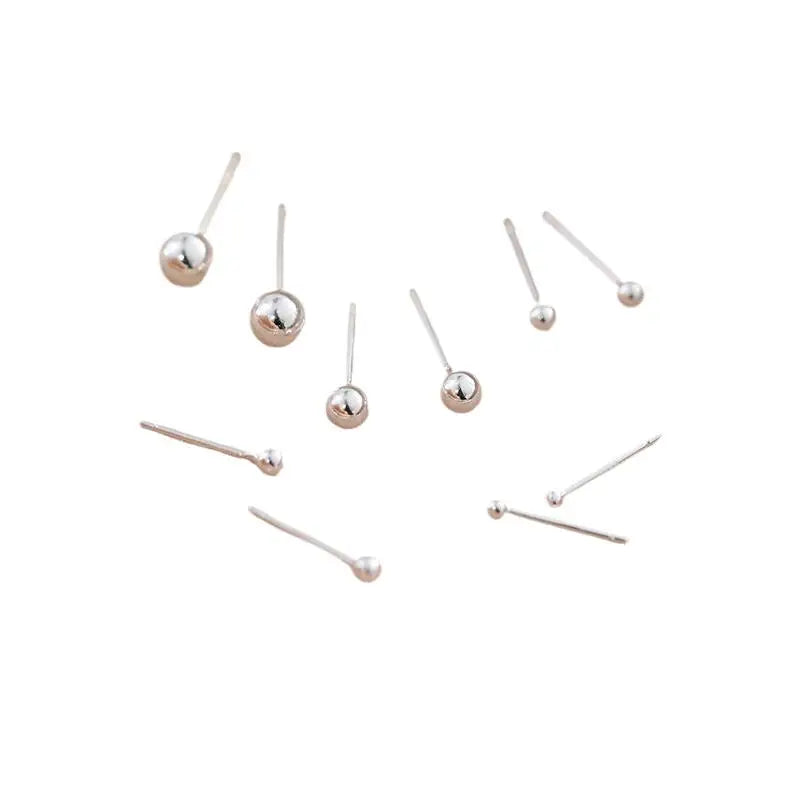 925 Sterling Silver Small Bead Ball Stud Earrings for Women Piercing Earring Classic Fine Jewelry Ear Hole Care Accessories