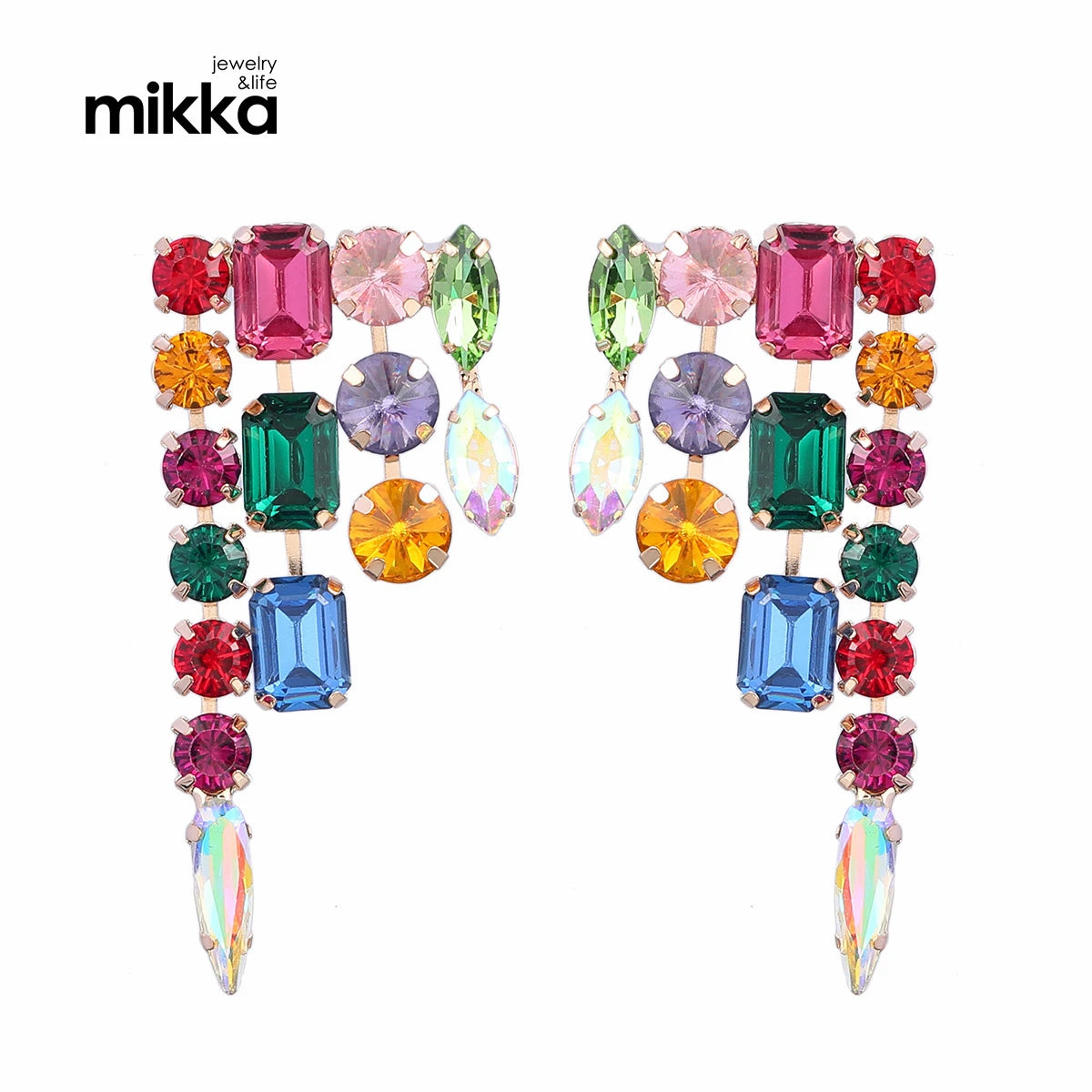 Factory Direct Boho Shiny Rhinestone Jewelry Colorful Earrings for Women