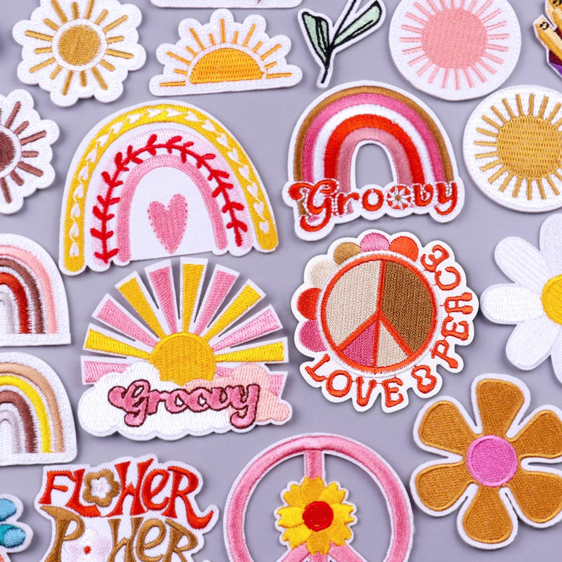 Cartoon Rainbow Wholesale Embroidered Patches for Clothing Custom Iron on Patches Factory Direct Price