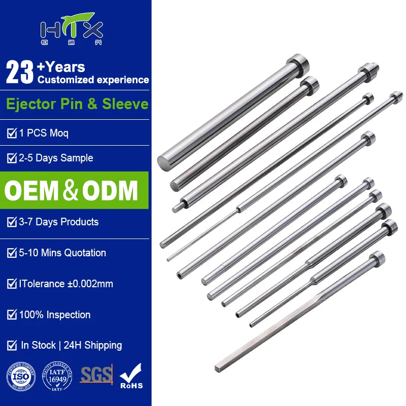 Custom H13 Nitrided Straight Ejector Pin for Die Casting Mold Standard Shoulder Type