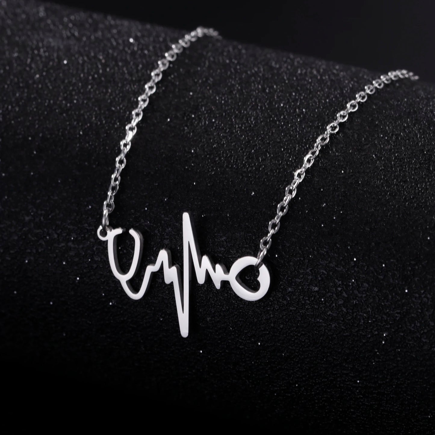 Stethoscope EKG Rhythm Heartbeat Pendant Stainless Steel Necklace Fashion Jewelry Necklaces for Woman Men