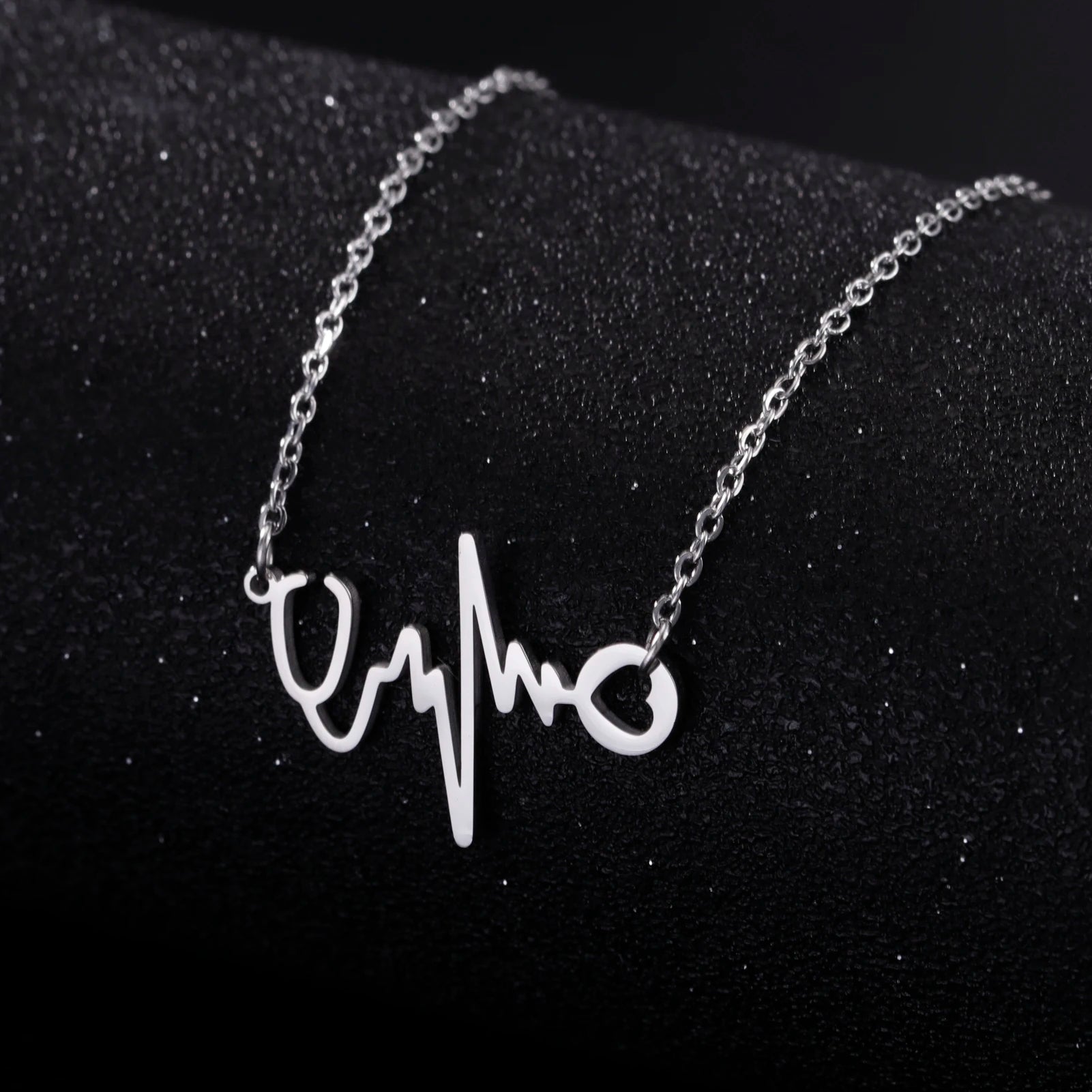 Stethoscope EKG Rhythm Heartbeat Pendant Stainless Steel Necklace Fashion Jewelry Necklaces for Woman Men