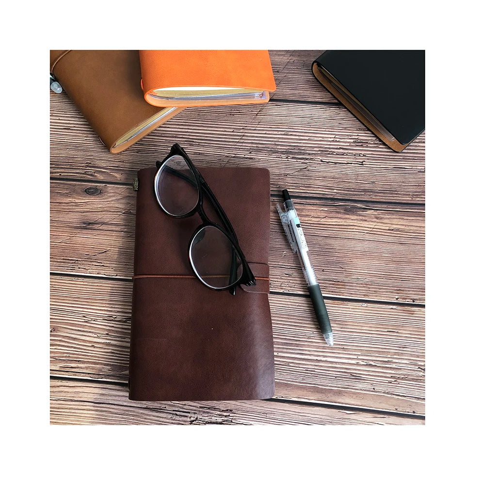 Luxury Retro Leather Soft Cover Elastic Bound Agendas Reusable Writing Notepad Handmade Diary Small A6 Travel Journal Noteboo