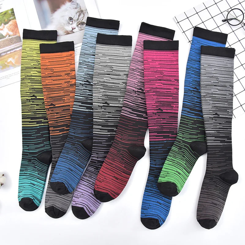 OEM Knee High Men Compression Yoga Soccer Socks Custom Logo Football Socks Design Compression Breathable Running Socks