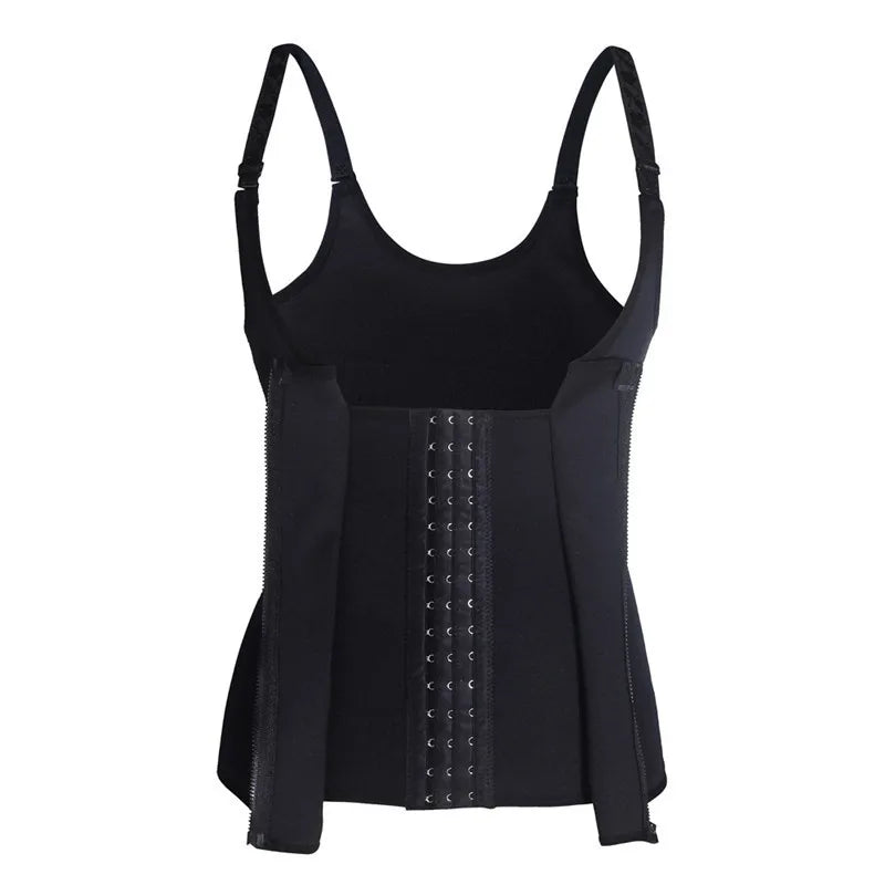 Plus Size Zipper Hook Women Waist Body Shaper Slimming Adjustable Strap Trainer Corset