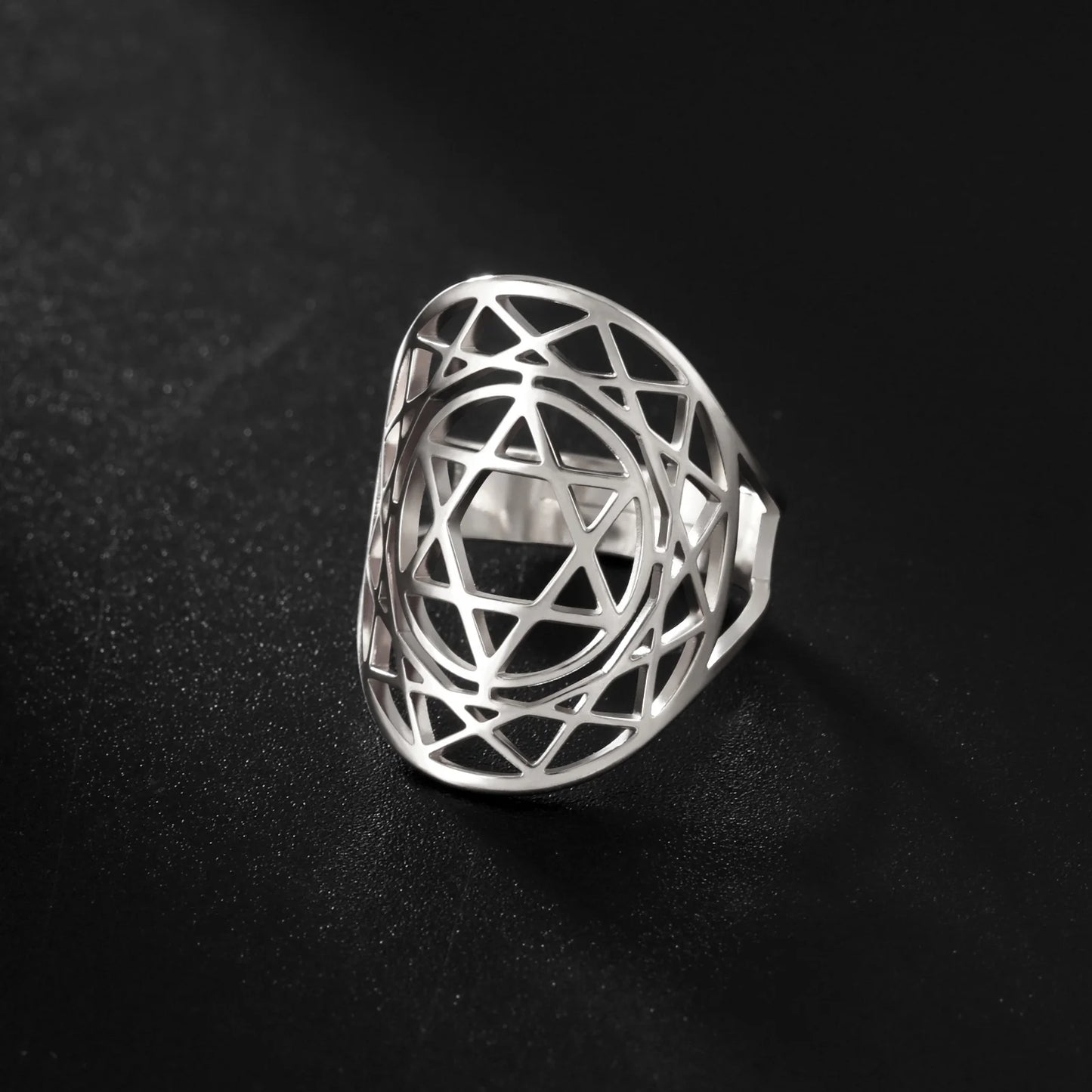 Star of David Ring for Women Men Hexagram Jewish Stainless Steel Jewelry Ring Geometry Couple Amulet Gift