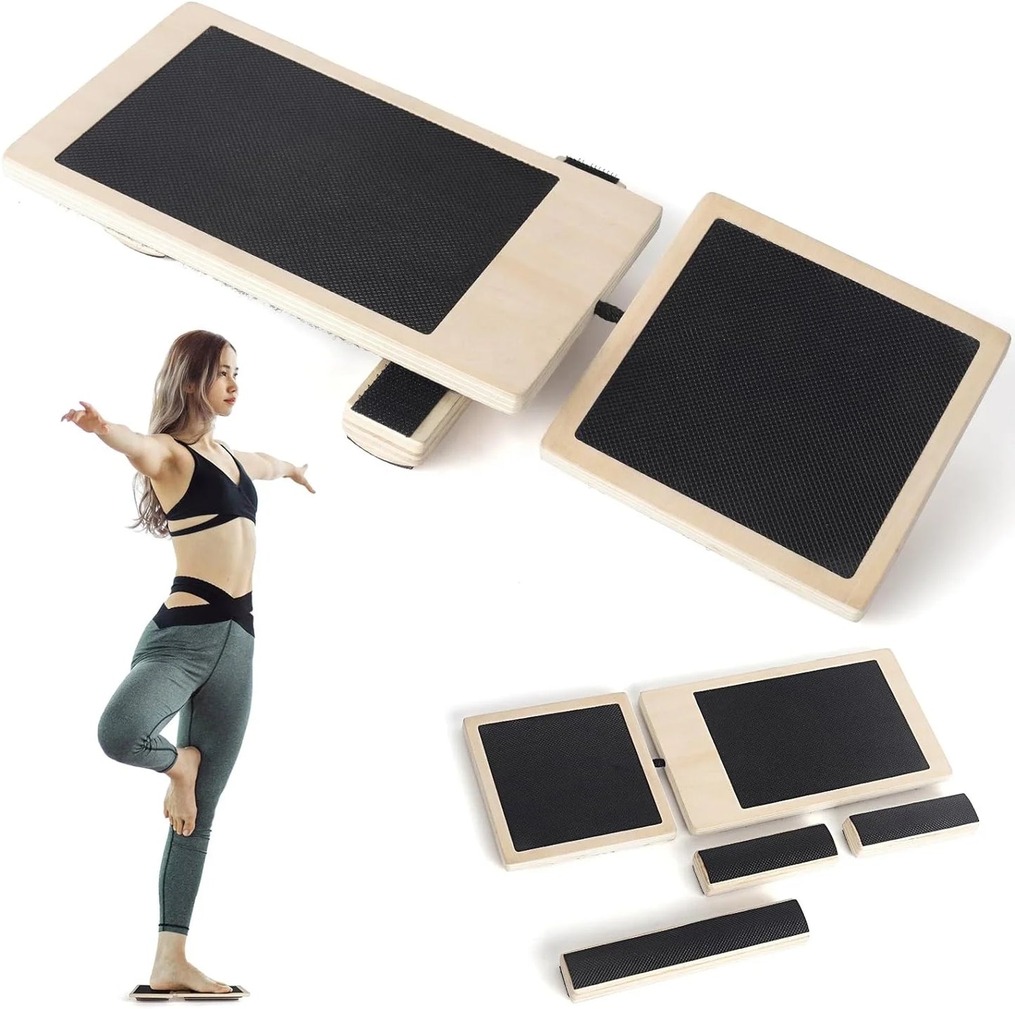 Wholesale Supply Custom Wooden square Balance Board Yoga Fitness Pedal Wooden Toys