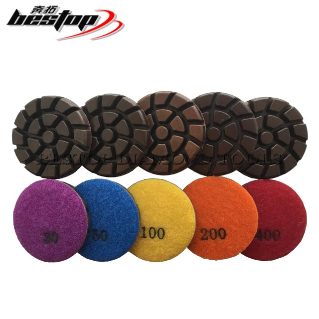 76mm Hybrid Copper Bond Abrasive Pad 10mm Thickness Customizable OEM Support for Concrete Polishing 30#-400# Grits Hook Loop