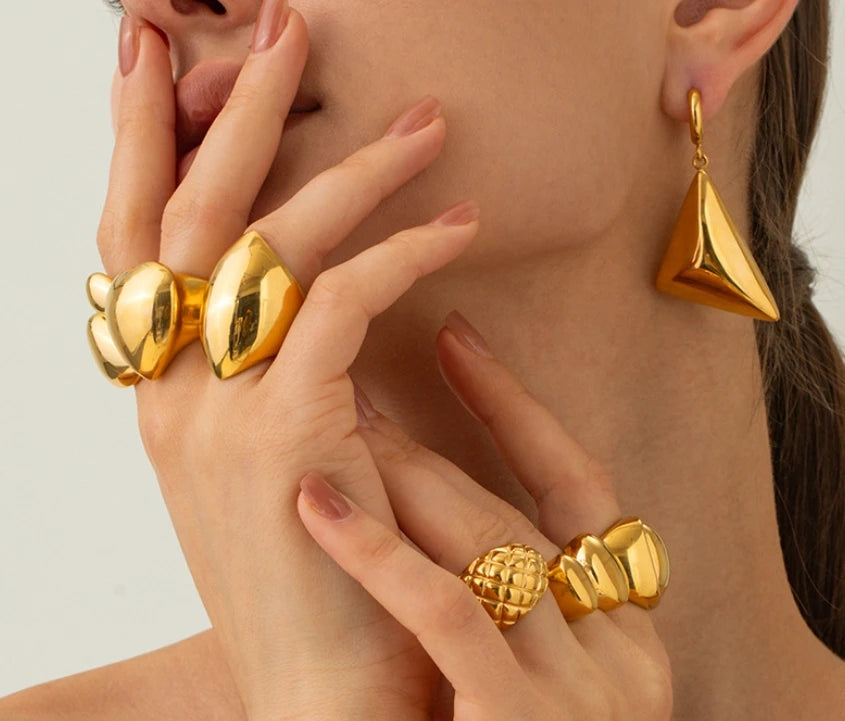 Wholesale Fashion Jewelry Gold Plated Stainless Steel Jewelry Rings for Women Stainless Steel